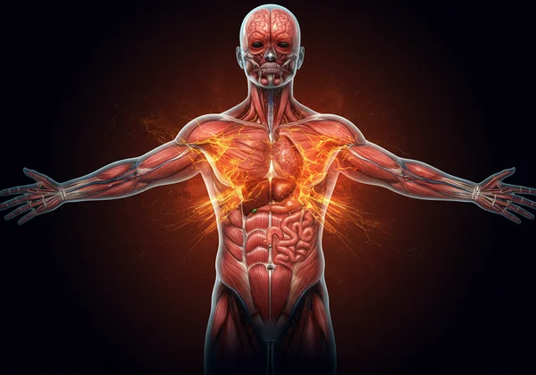 Conceptual image of toxic stress causing internal inflammation.