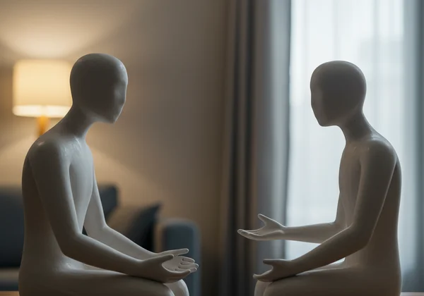 Person talking to a therapist, symbolizing professional help