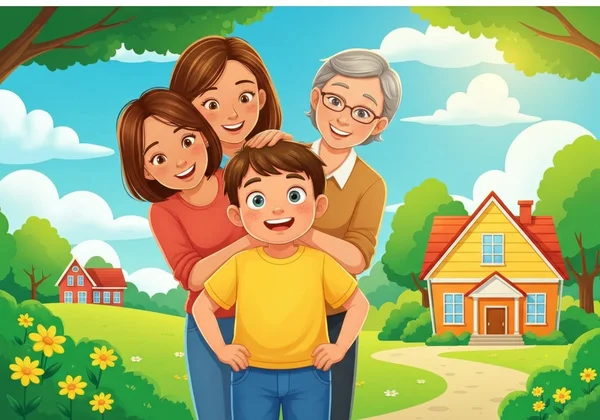 Child surrounded by supportive adults and community