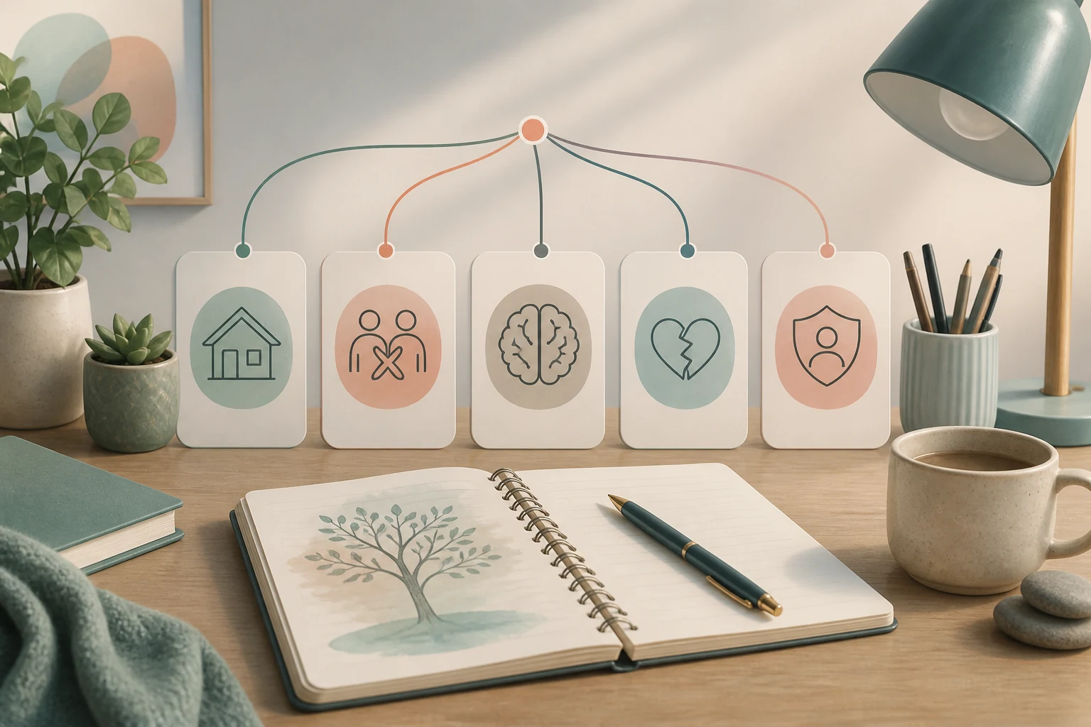 ACE categories on a calm workspace